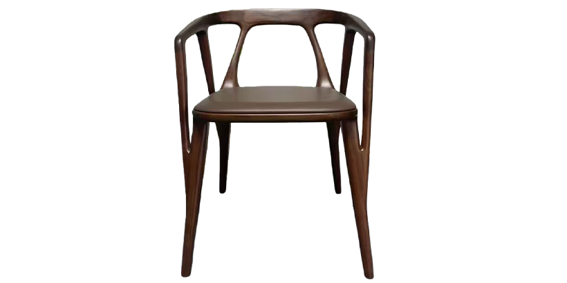 Luxury Italian Minimalist Curved Solid Wood Dining Chair