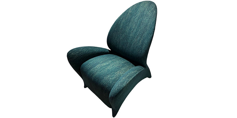 Sculptural Wing-Back Velvet Lounge Chair